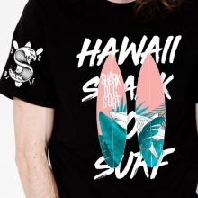 [돌돌] SHARK DOG-T-111 샤크독 서프 하와이 여름 서핑 불독 강아지 캐릭터 그래픽 디자인 티셔츠