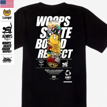 [돌돌] WOOPS_tshirts-96 스케이트보드 타는 고양이 웁스 그래픽 캐릭터 디자인 티셔츠 반팔티