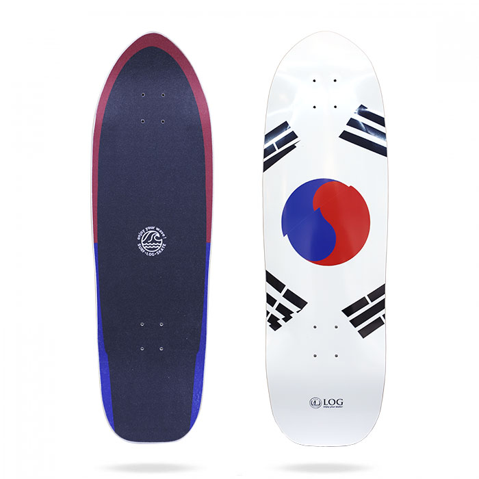 Log LSD20 White/Taegeukgi 33.5″Surfskate Deck (로그 화이트 태극기 서프스케이트 데크)