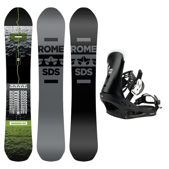 2021 ROME WARDEN SNOWBOARD - 149 152 155 158 160W + 2223 Burton Mens Freestyle Re:Flex Snowboard Bindings - Black