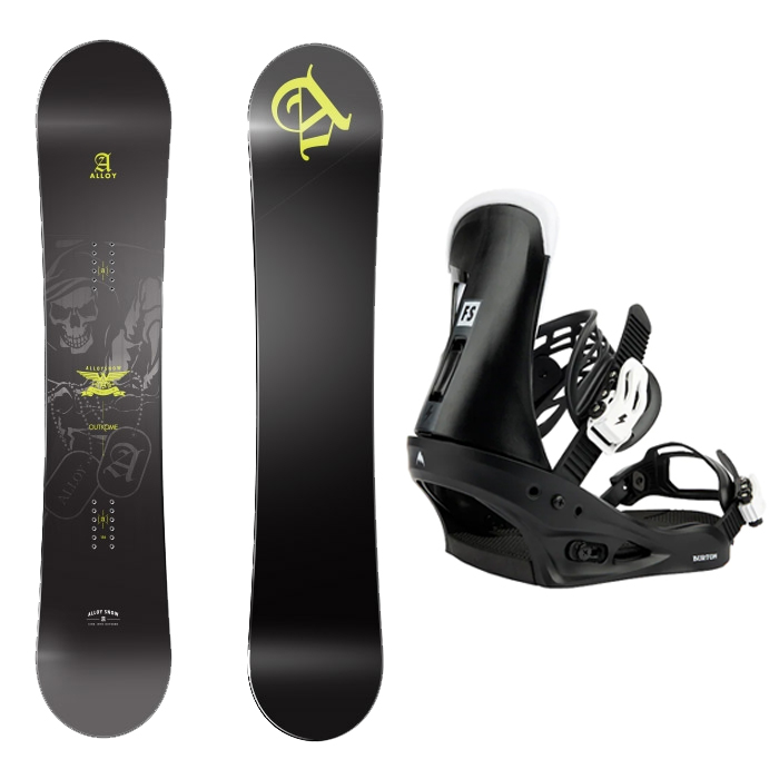 1920 ALLOY OUTKOME BOARD - 152 156 + 2223 Burton Mens Freestyle Re:Flex Snowboard Bindings - Black