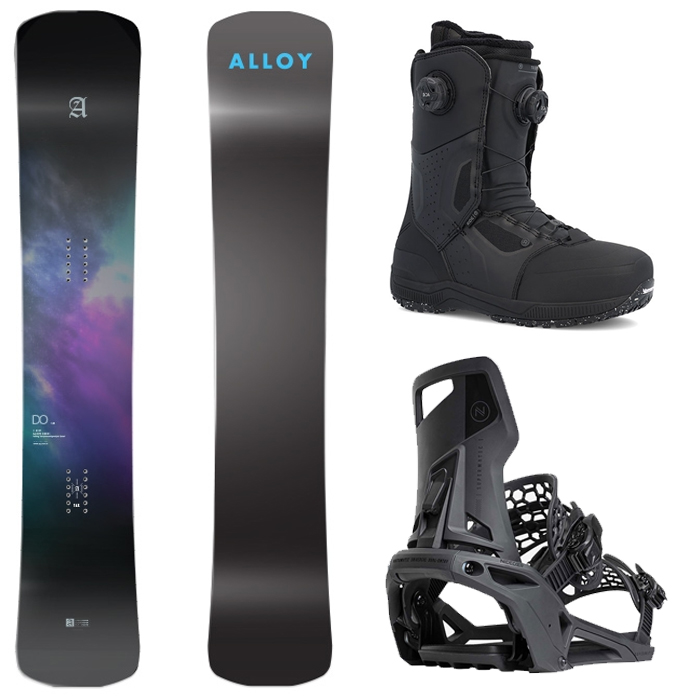 [햄머보드] 2123 Alloy D.O Carbon Snowboard - 161 165 + 2223 Nidecker Supermatic Snowboard Binding - Black+ 2223 Ride Trident 3 Boa Boots - Black