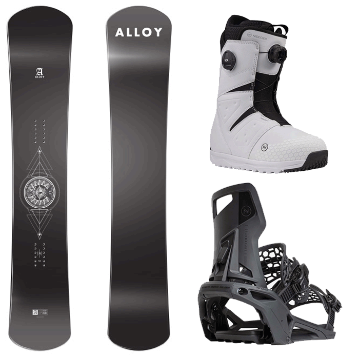 [전향각 세미햄머] 2122 Alloy Hermes Snowboard - 158 162 + 2223 Nidecker Supermatic Snowboard Binding - Black + 2223 Nidecker Altai Boots