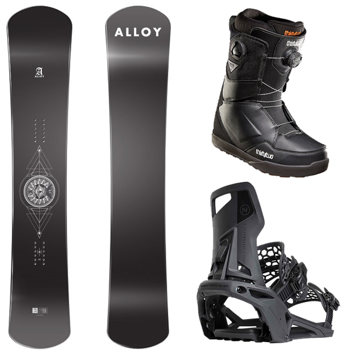 [햄머보드] 2122 Alloy Hermes Snowboard - 158 162 + 2223 Nidecker Supermatic Snowboard Binding - Black + 2223 32 Lashed Double Boa Boots