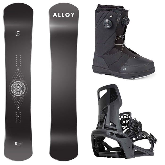 [전향각 세미햄머] 2122 Alloy Hermes Snowboard - 158 162 + 2223 Nidecker Supermatic Snowboard Binding - Black + 2223 K2 Maysis Boots - Black
