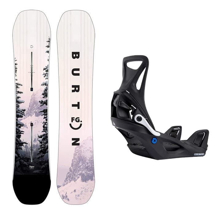 2223 Burton Kids Feelgood Smalls Snowboard + 2223 Burton Kids Step On® Re:Flex Snowboard Bindings - Black