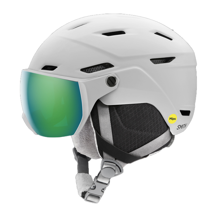2324 Smith Survey Jr MIPS Visor Helmet - Matte White/Green Mir (스미스 서베이 밉스 아동용 스노우보드 바이져 헬멧)