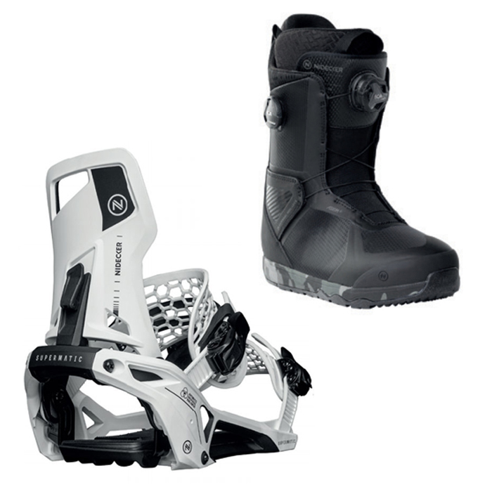 2324 Nidecker Supermatic Bindings - White + 2324 Nidecker Kita Snowboard Boots - Black