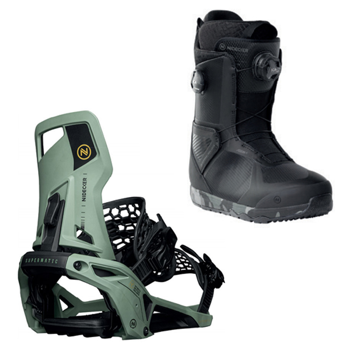 2324 Nidecker Supermatic Bindings - Olive + 2324 Nidecker Kita Snowboard Boots - Black