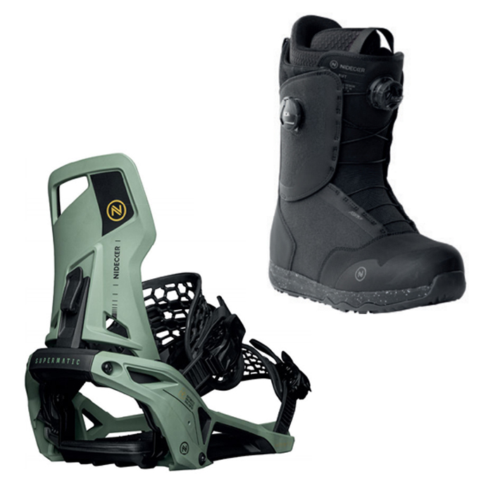 2324 Nidecker Supermatic Bindings - Olive + 2324 Nidecker Rift Snowboard Boots - Black