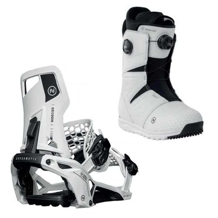 2324 Nidecker Supermatic Bindings - White + 2324 Nidecker Altai Snowboard Boots - White