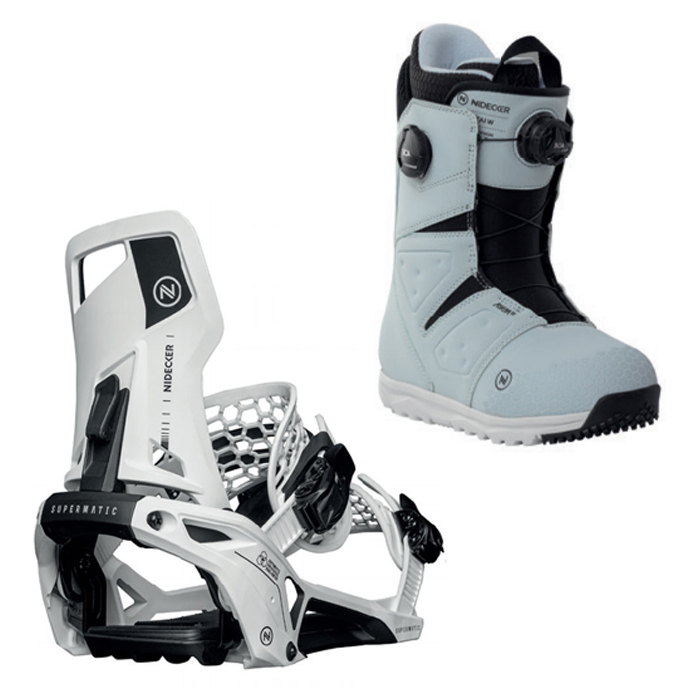 2324 Nidecker Supermatic Bindings - White + 2324 Nidecker Altai W Snowboard Boots - Cloud