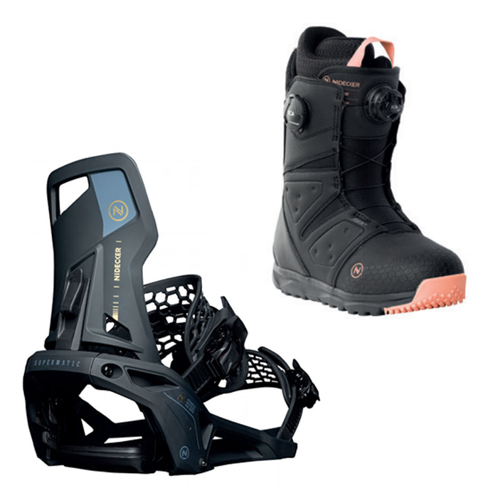 2324 Nidecker Supermatic Bindings - Black + 2324 Nidecker Altai W Snowboard Boots - Black
