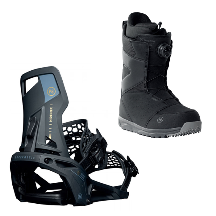 2324 Nidecker Supermatic Bindings - Black + 2324 Nidecker Cascade Snowboard Boots - Black