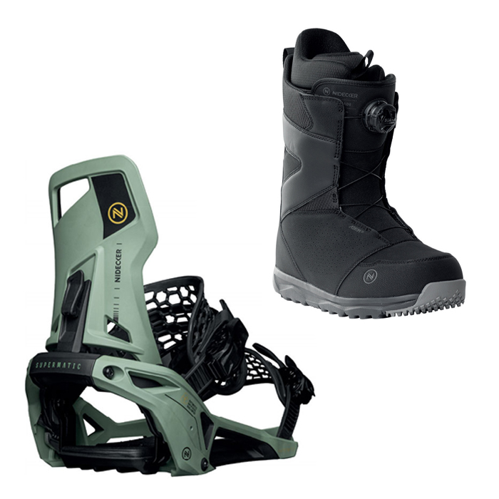 2324 Nidecker Supermatic Bindings - Olive + 2324 Nidecker Cascade Snowboard Boots - Black(니데커 슈퍼매틱/슈퍼메틱 세트)