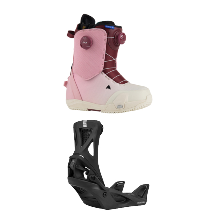 2324 Burton Women's Ritual Step On® Snowboard Boots - Powder Blush + 2324 Burton Women's Step On® Escapade Re:Flex Snowboard Bindings - Black