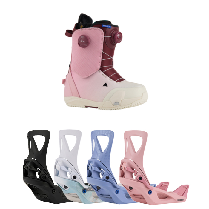 2324 Burton Women's Ritual Step On® Snowboard Boots - Powder Blush + 2324 Burton Women's Step On® Re:Flex Snowboard Bindings