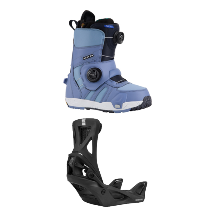 2324 Burton Women's Felix Step On Wide Snowboard Boot - Slate Blue + 2324 Burton Women's Step On® Escapade Re:Flex Snowboard Bindings - Black
