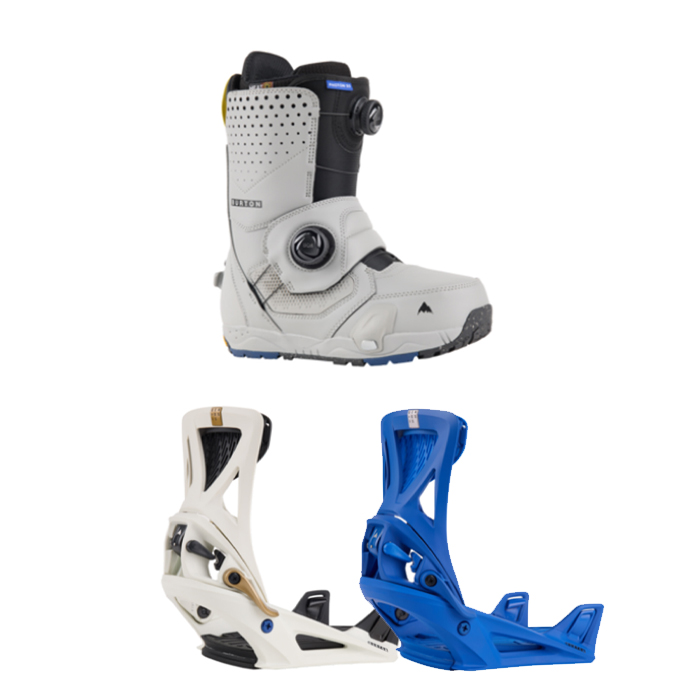 2324 Burton Men's Photon Step On® Snowboard Boots - Wide - Gray + 2324 Burton Men's Step On® Genesis Re:Flex Snowboard Bindings