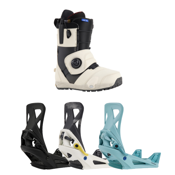 2324 Burton Men's Ion Step On® Snowboard Boots - Stout White/Black + 2324 Burton Men's Step On® Re:Flex Snowboard Bindings
