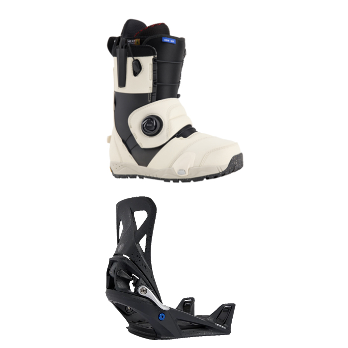 2324 Burton Men's Ion Step On® Snowboard Boots - Stout White/Black + 2324 Burton Men's Step On® X Re:Flex Snowboard Bindings - Black