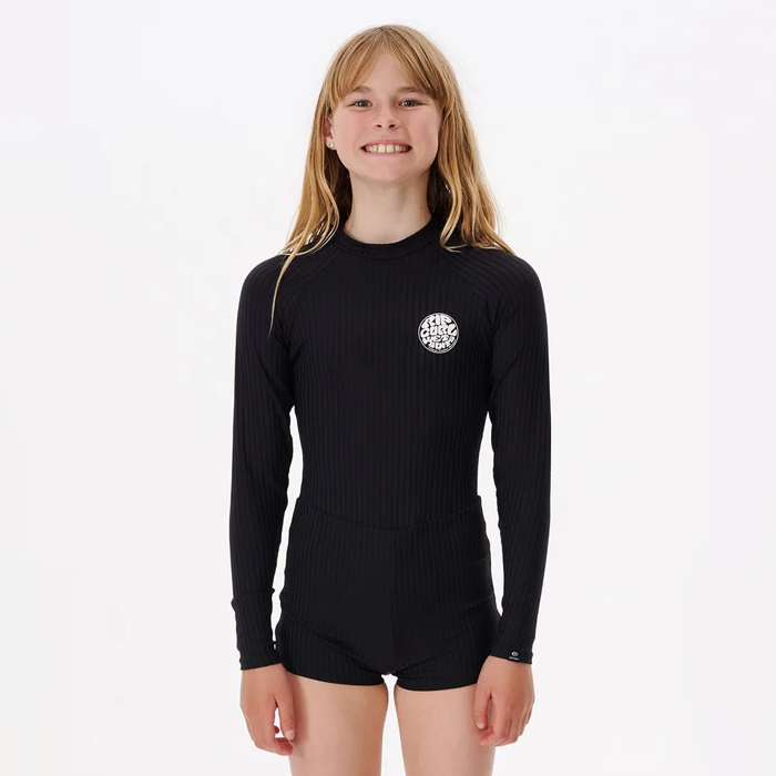 Rip Curl 11EGRV Girl Premium Surf Long Sleeve Boyleg UV Surfsuit - Black (립컬 걸스 프리미엄 보이레그 아동 서프 슈트 래쉬가드)