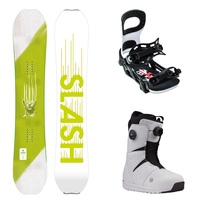 [더블보아 초중급라이딩 추천셋트] 1920 SLASH ATV BOARD - 151 154 + 2223 Bent Metal Bolt Snowboard Binding - White + 2324 Nidecker Altai Boots - White