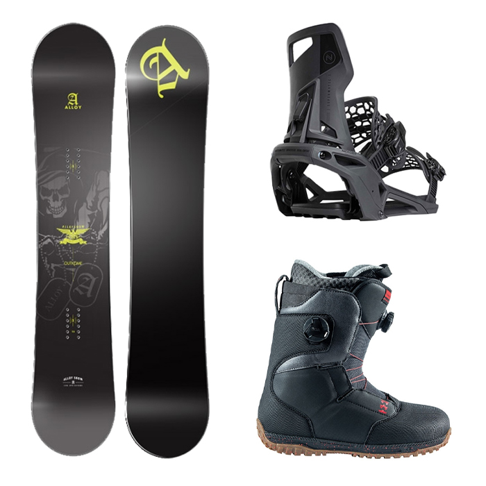 [초중급 더블보아 & 슈퍼메틱추천셋트] 1920 ALLOY OUTKOME BOARD - 152, 156 + 2223 Nidecker Supermatic Snowboard Binding - Black + 2223 Rome Bodega Boa Snowboard boots - Black