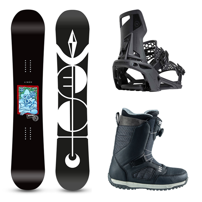 [초중급 슈퍼메틱추천셋트] 1920 WEST LIMON BOARD - 150 153 155 157 + 2223 Nidecker Supermatic Snowboard Binding - Black + 2223 Rome Stomp Boa Snowboard boots - Black