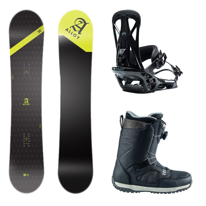 [초중급 올라운드추천셋트] 2021 ALLOY OUTKOME SNOWBOARD - 152, 156 + 2223 Rome United Snowboard Bindings - Black + 2223 Rome Stomp Boa Snowboard boots - Black