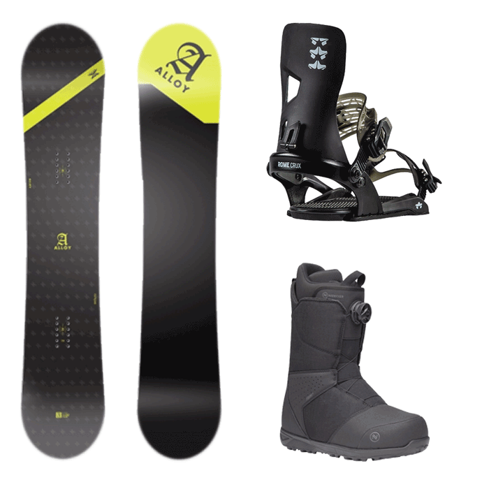 [초중급 추천셋트] 2021 ALLOY OUTKOME SNOWBOARD - 152, 156 + 2223 Rome Crux Snowboard Bindings - Black + 2324 Nidecker Sierra Boots