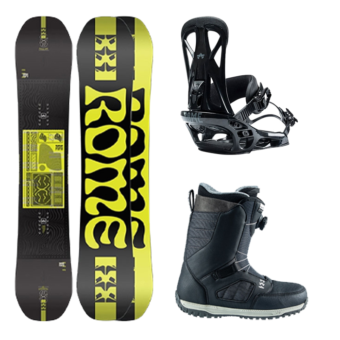 [초중급 프리스타일 추천셋트] 2223 Rome Mechanic Snowboard - 147 150 153 154W 156 157W 159 161W + 2223 Rome United Snowboard Bindings - Black + 2223 Rome Stomp Boa Snowboard boots - Black
