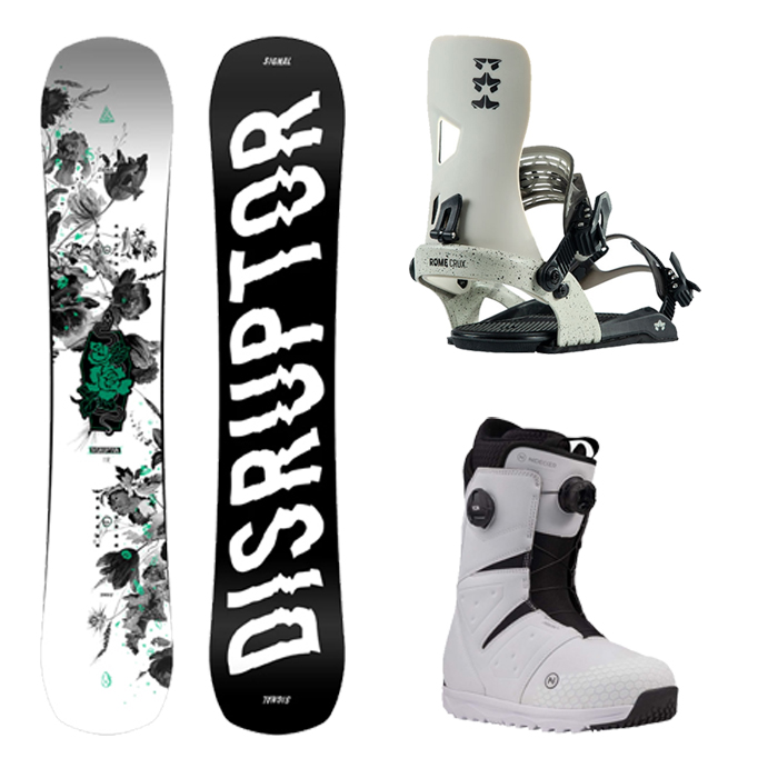 [올림픽 은메달 올라운드 추천셋트] 2223 Signal Disruptor In Bloom Snowboard - 148 152 156W 158 158W + 2223 Rome Crux Snowboard Bindings - Bone White + 2324 Nidecker Altai Boots - White